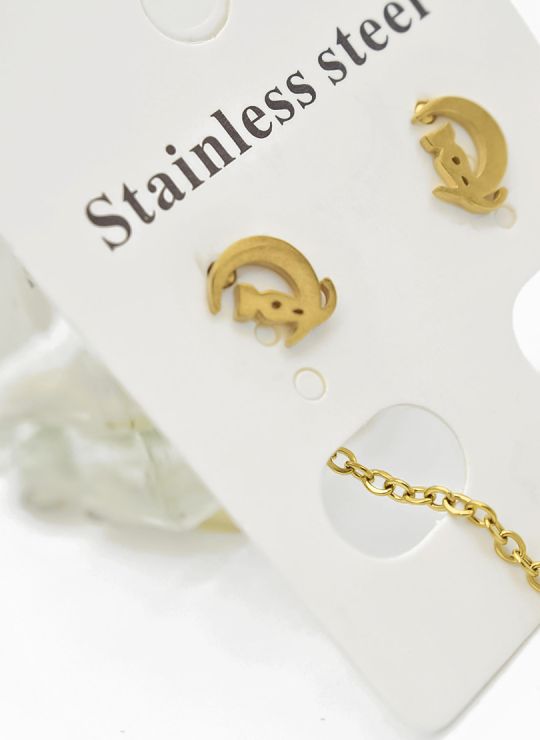 ARETES MEDIANOS CON EARCUFF EN ACERO INOXIDABLE 316L