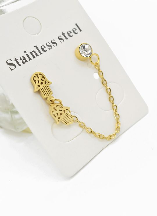 ARETES MEDIANOS CON EARCUFF EN ACERO INOXIDABLE 316L