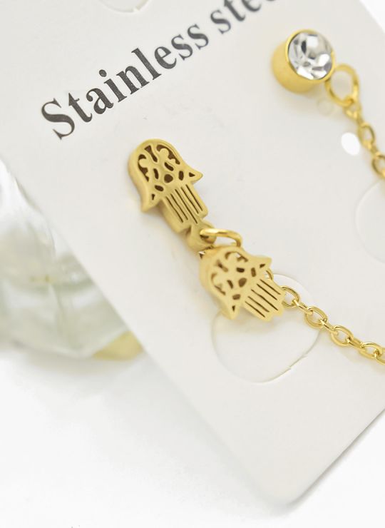 ARETES MEDIANOS CON EARCUFF EN ACERO INOXIDABLE 316L