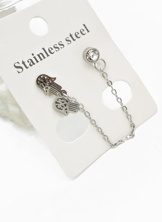 ARETES MEDIANOS CON EARCUFF EN ACERO INOXIDABLE 316L