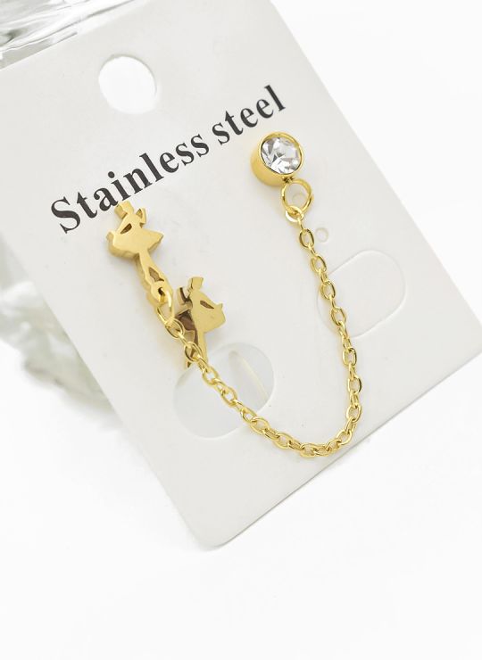 ARETES MEDIANOS CON EARCUFF EN ACERO INOXIDABLE 316L