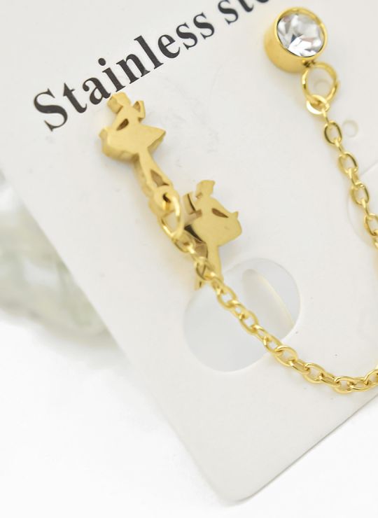 ARETES MEDIANOS CON EARCUFF EN ACERO INOXIDABLE 316L