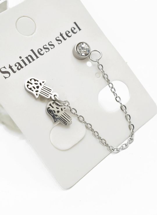 ARETES MEDIANOS CON EARCUFF EN ACERO INOXIDABLE 316L