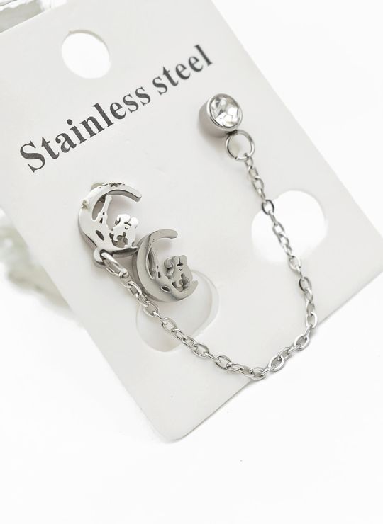 ARETES MEDIANOS CON EARCUFF EN ACERO INOXIDABLE 316L