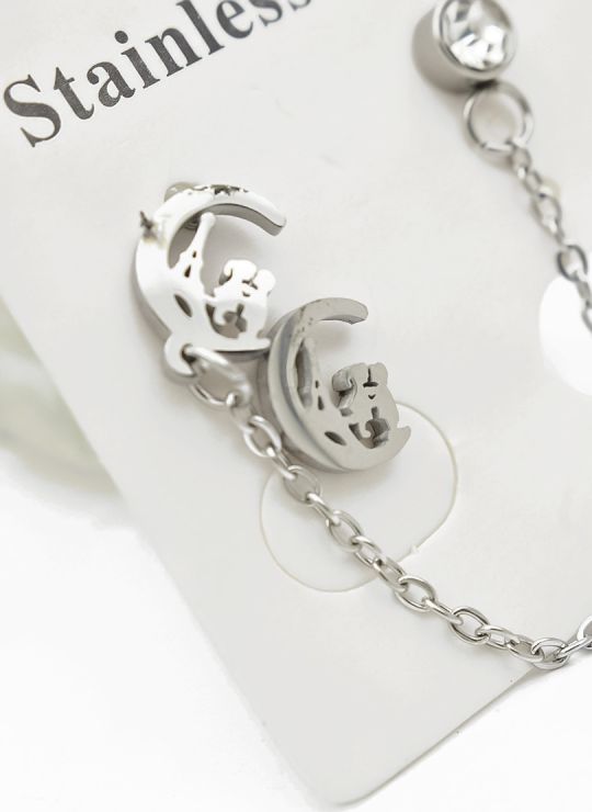 ARETES MEDIANOS CON EARCUFF EN ACERO INOXIDABLE 316L