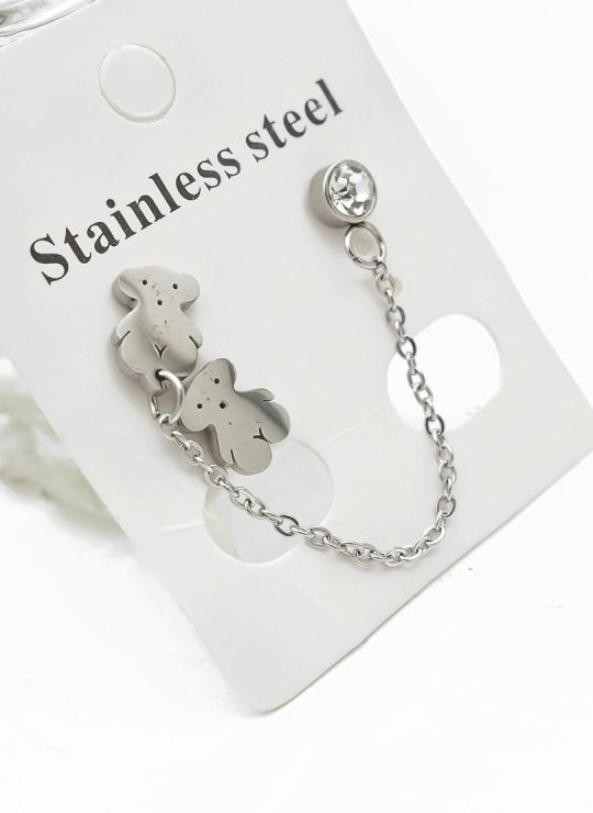 ARETES MEDIANOS CON EARCUFF EN ACERO INOXIDABLE 316L