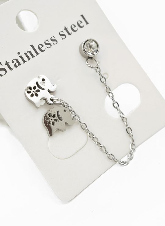 ARETES MEDIANOS CON EARCUFF EN ACERO INOXIDABLE 316L