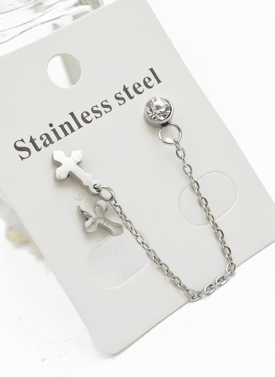 ARETES MEDIANOS CON EARCUFF EN ACERO INOXIDABLE 316L