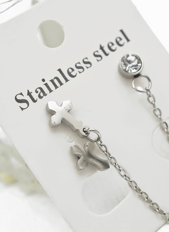 ARETES MEDIANOS CON EARCUFF EN ACERO INOXIDABLE 316L