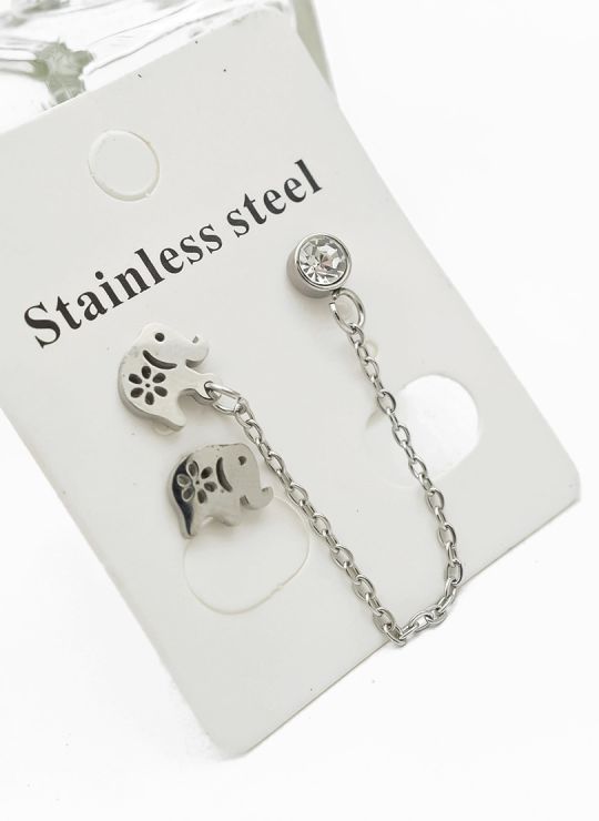 ARETES MEDIANOS CON EARCUFF EN ACERO INOXIDABLE 316L