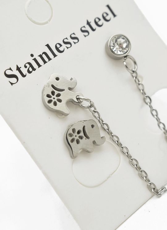 ARETES MEDIANOS CON EARCUFF EN ACERO INOXIDABLE 316L