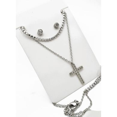 SET DE COLLAR, DIJE Y ARETES EN ACERO INOXIDABLE 316L SET DE COLLAR, DIJE Y ARETES EN ACERO INOXIDABLE 316L