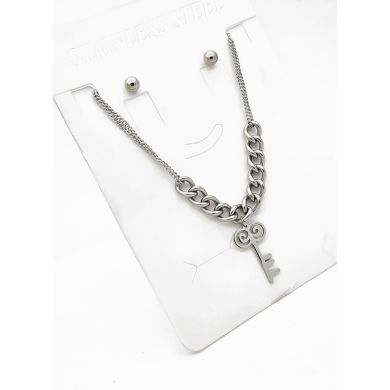 SET DE COLLAR, DIJE Y ARETES EN ACERO INOXIDABLE 316L