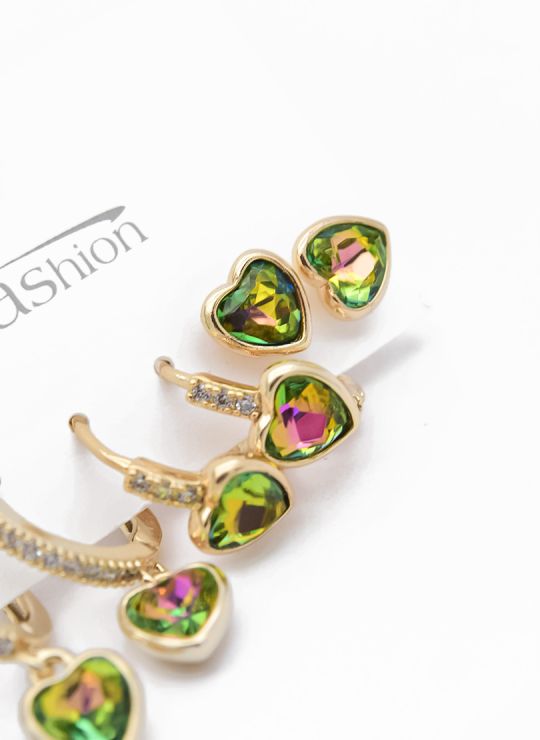 SET DE ARETES X 3 PARES SECUENCIA XUPING/ RODIO CALIDAD AAA 