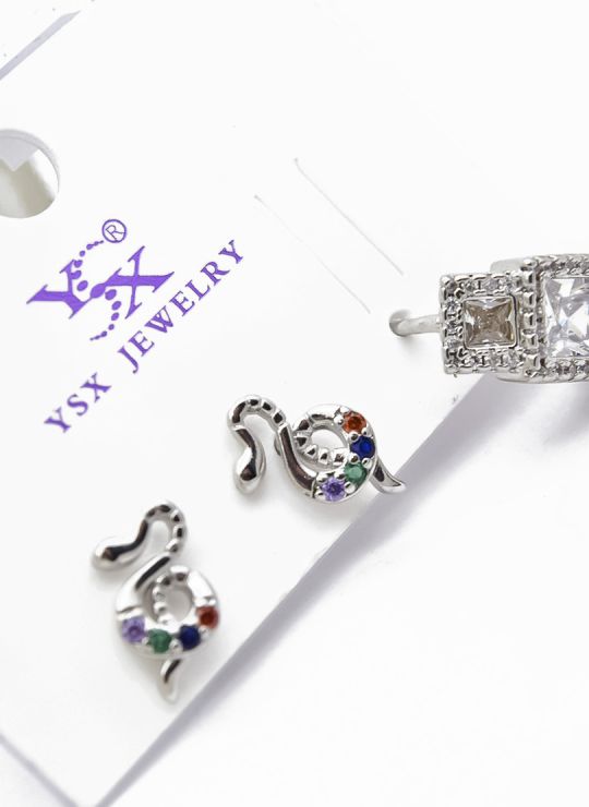 SET DE ARETES 1 PAR Y SOLITARIO TENDENCIA XUPING/ RODIO  