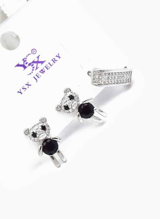 SET DE ARETES 1 PAR Y SOLITARIO TENDENCIA XUPING/ RODIO  