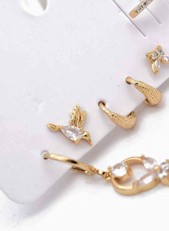 SET DE ARETES X 3 PARES SECUENCIA XUPING/ RODIO CALIDAD AAA 