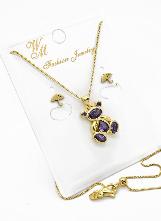 SET DE COLLAR, ARETES Y DIJE EN RODIO CON MICROCIRCIONES / GARANTIA