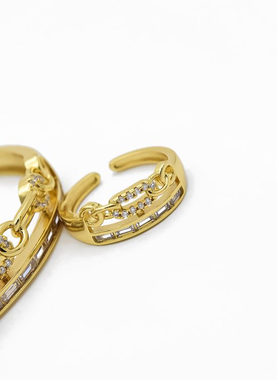 SET DE PULSERA TIPO BRAZALETE CON ANILLO GRADUABLE EN COVERGOLD RODINADO