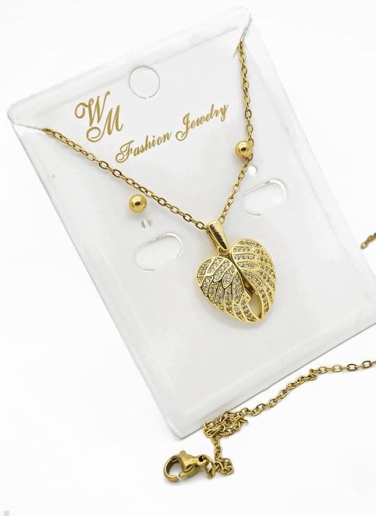 SET DE COLLAR CON ARETES, DIJE EN COVERGOLD RODINADO