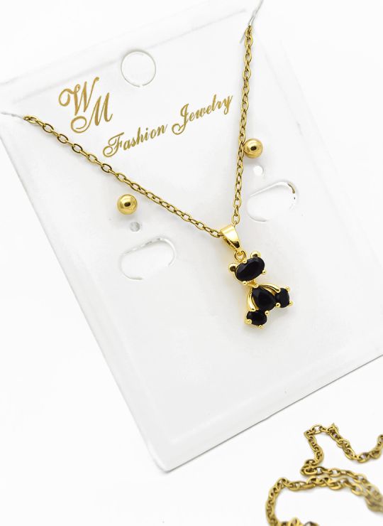 SET DE COLLAR CON ARETES, DIJE EN COVERGOLD RODINADO