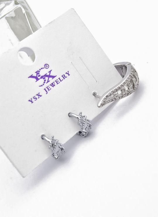 SET DE ARETES 1 PAR Y SOLITARIO TENDENCIA XUPING/ RODIO