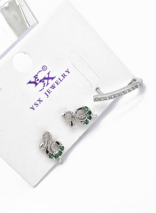 SET DE ARETES 1 PAR Y SOLITARIO TENDENCIA XUPING/ RODIO