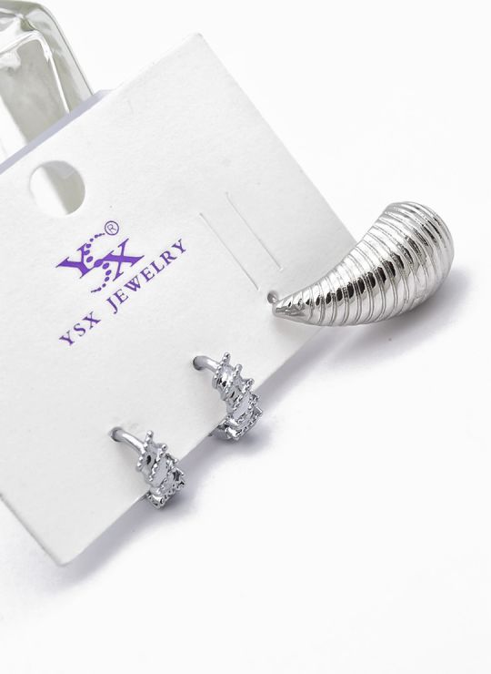 SET DE ARETES 1 PAR Y SOLITARIO TENDENCIA XUPING/ RODIO