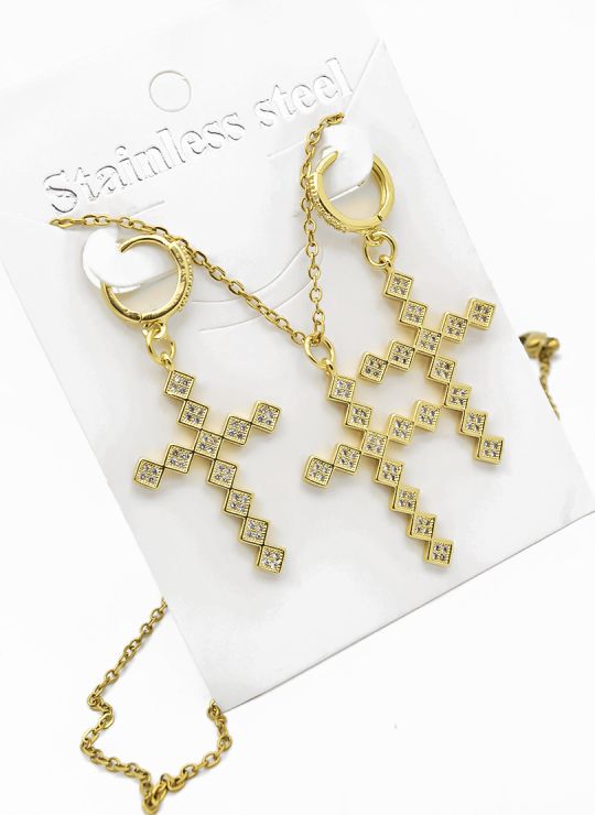SET DE COLLAR, ARETES Y DIJE EN RODIO CON MICROCIRCIONES / GARANTIA
