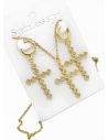 SET DE COLLAR, ARETES Y DIJE EN RODIO CON MICROCIRCIONES / GARANTIA