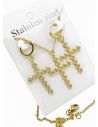 SET DE COLLAR, ARETES Y DIJE EN RODIO CON MICROCIRCIONES