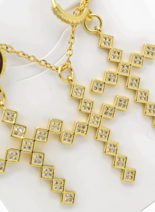 SET DE COLLAR, ARETES Y DIJE EN RODIO CON MICROCIRCIONES