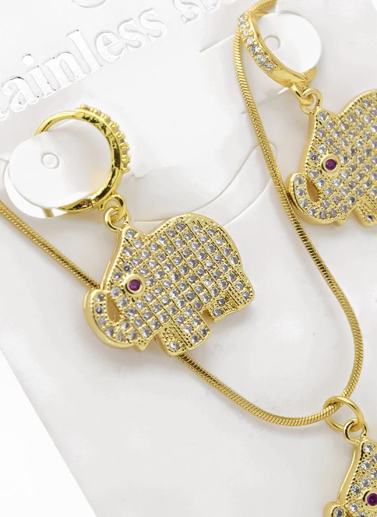 SET DE COLLAR, ARETES Y DIJE EN RODIO CON MICROCIRCIONES