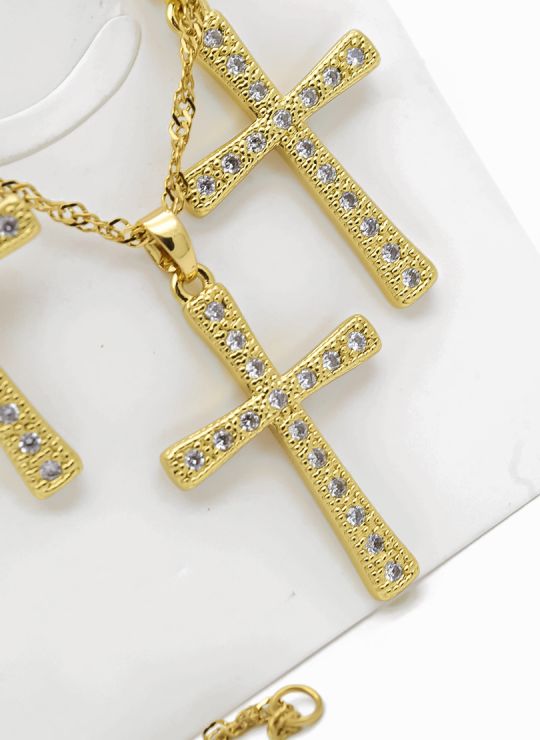 SET DE COLLAR, ARETES Y DIJE EN RODIO CON MICROCIRCIONES