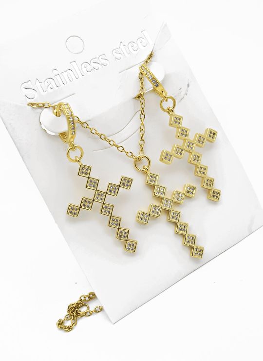 SET DE COLLAR, ARETES Y DIJE EN RODIO CON MICROCIRCIONES