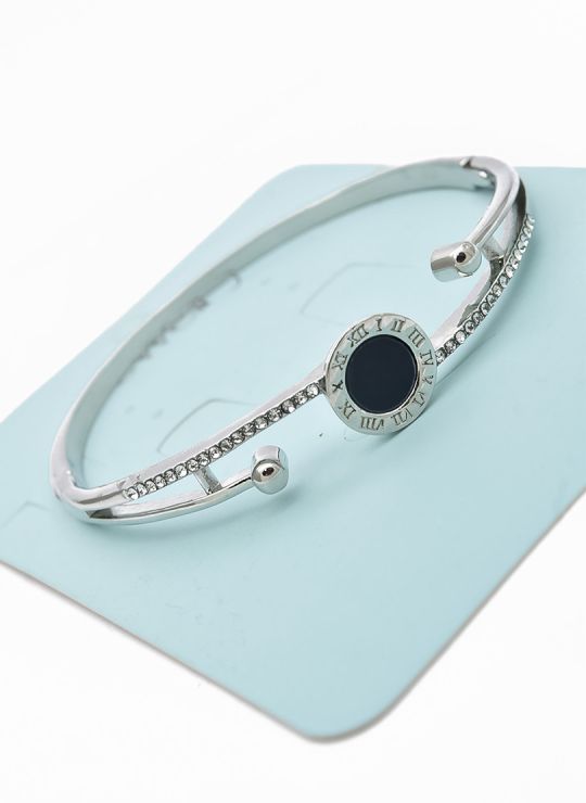 PULSERA TIPO BRAZALETE EN RODIO MICROCIRCONES