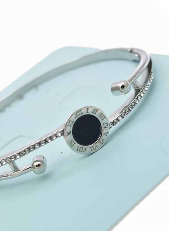 PULSERA TIPO BRAZALETE EN RODIO MICROCIRCONES