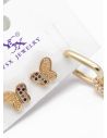 SET DE ARETES 1 PAR Y SOLITARIO TENDENCIA XUPING/ RODIO