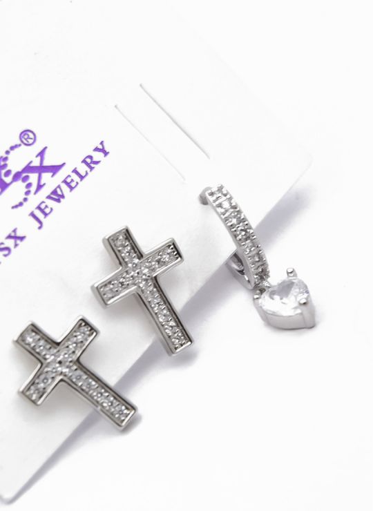 SET DE ARETES 1 PAR Y SOLITARIO TENDENCIA XUPING/ RODIO