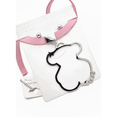 SET DE COLLAR TIPO CHOKER, DIJE Y ARETES EN ACERO INOXIDABLE 316L