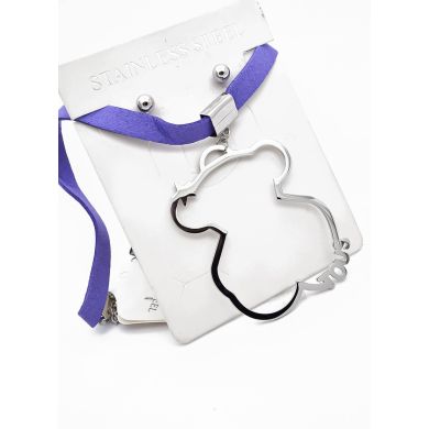 SET DE COLLAR TIPO CHOKER, DIJE Y ARETES EN ACERO INOXIDABLE 316L