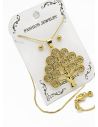 SET DE COLLAR, ARETES Y DIJE EN RODIO CON MICROCIRCIONES