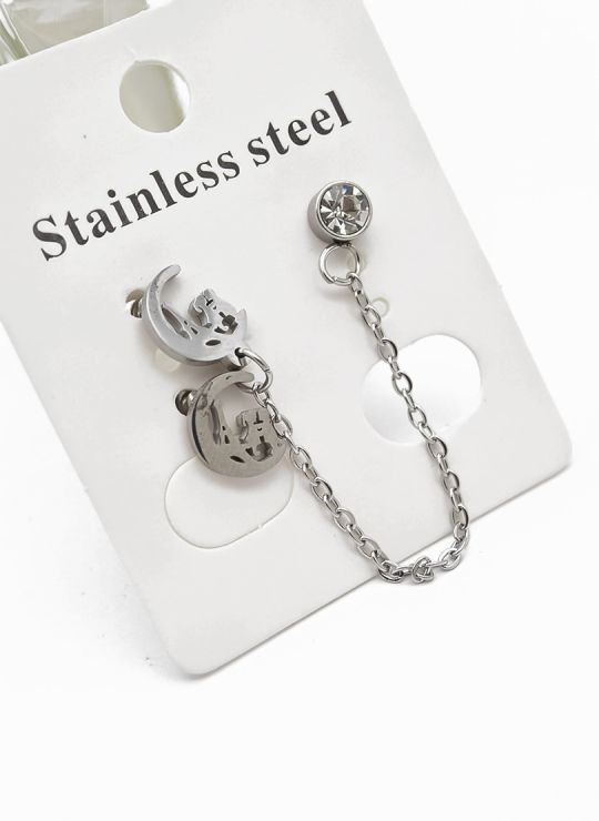 ARETES MEDIANOS CON EARCUFF EN ACERO INOXIDABLE 316L