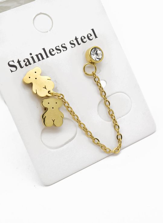 ARETES MEDIANOS CON EARCUFF EN ACERO INOXIDABLE 316L