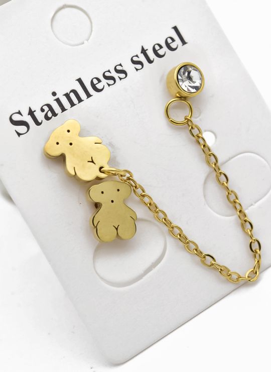 ARETES MEDIANOS CON EARCUFF EN ACERO INOXIDABLE 316L
