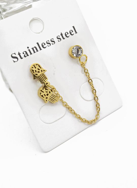 ARETES MEDIANOS CON EARCUFF EN ACERO INOXIDABLE 316L