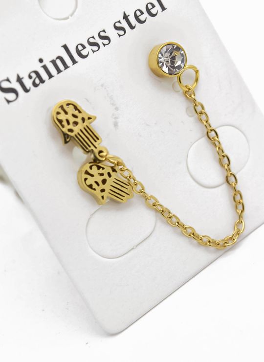 ARETES MEDIANOS CON EARCUFF EN ACERO INOXIDABLE 316L