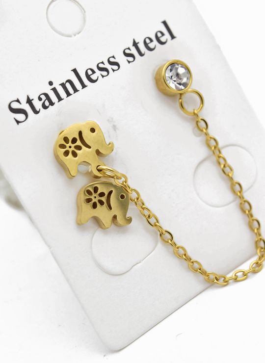 ARETES MEDIANOS CON EARCUFF EN ACERO INOXIDABLE 316L