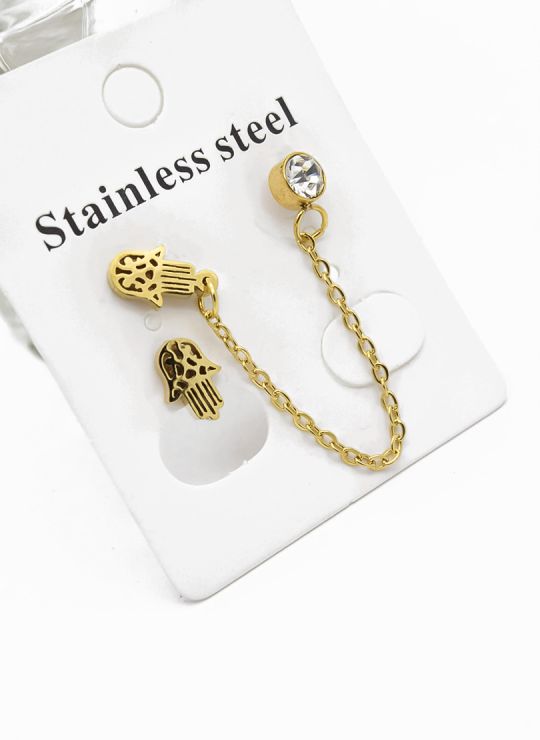 ARETES MEDIANOS CON EARCUFF EN ACERO INOXIDABLE 316L