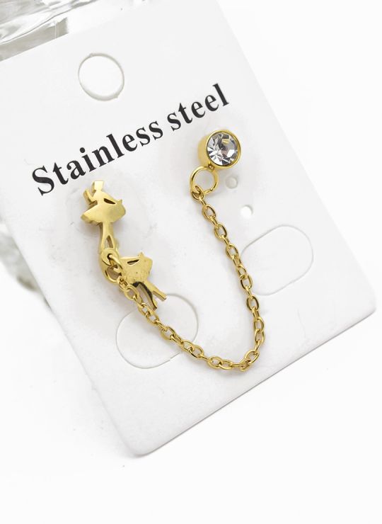 ARETES MEDIANOS CON EARCUFF EN ACERO INOXIDABLE 316L